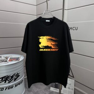 P70 Burberr* 巴宝* 2026春夏新款 经典字母 印花工艺 休闲宽松 圆领短袖T恤 男女同款 颜色：黑色 白色 紫色 绿色 尺码: S M L XL XXL 尺码： S （90-130斤） M （120-150斤） L （140-165斤） XL （160-180斤） XXL （180-210斤）