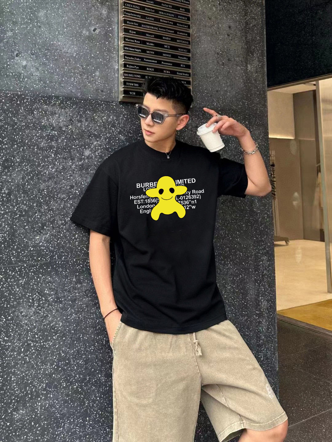 P70 Burberry/巴宝莉 印花Logo百搭潮流短袖T恤男女同款 吊牌 领标 水洗唛 三标齐全 定织定染280克精梳棉面料 尺码：S-XXL