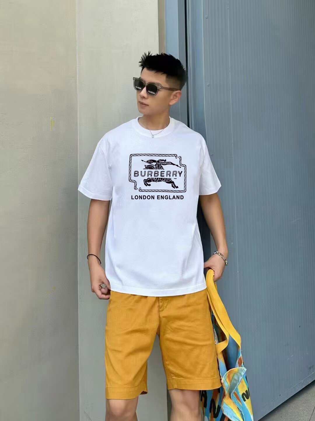 P70 Burberry/巴宝莉 印花Logo百搭潮流短袖T恤男女同款 吊牌 领标 水洗唛 三标齐全 定织定染280克精梳棉面料 尺码：S-XXL