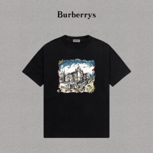 P70 Burberry/巴宝莉 印花Logo百搭潮流短袖T恤男女同款 吊牌 领标 水洗唛 三标齐全 定织定染280克精梳棉面料 尺码：S-XXL