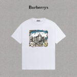 P70 Burberry/巴宝莉 印花Logo百搭潮流短袖T恤男女同款 吊牌 领标 水洗唛 三标齐全 定织定染280克精梳棉面料 尺码：S-XXL