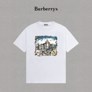 P70 Burberry/巴宝莉 印花Logo百搭潮流短袖T恤男女同款 吊牌 领标 水洗唛 三标齐全 定织定染280克精梳棉面料 尺码：S-XXL