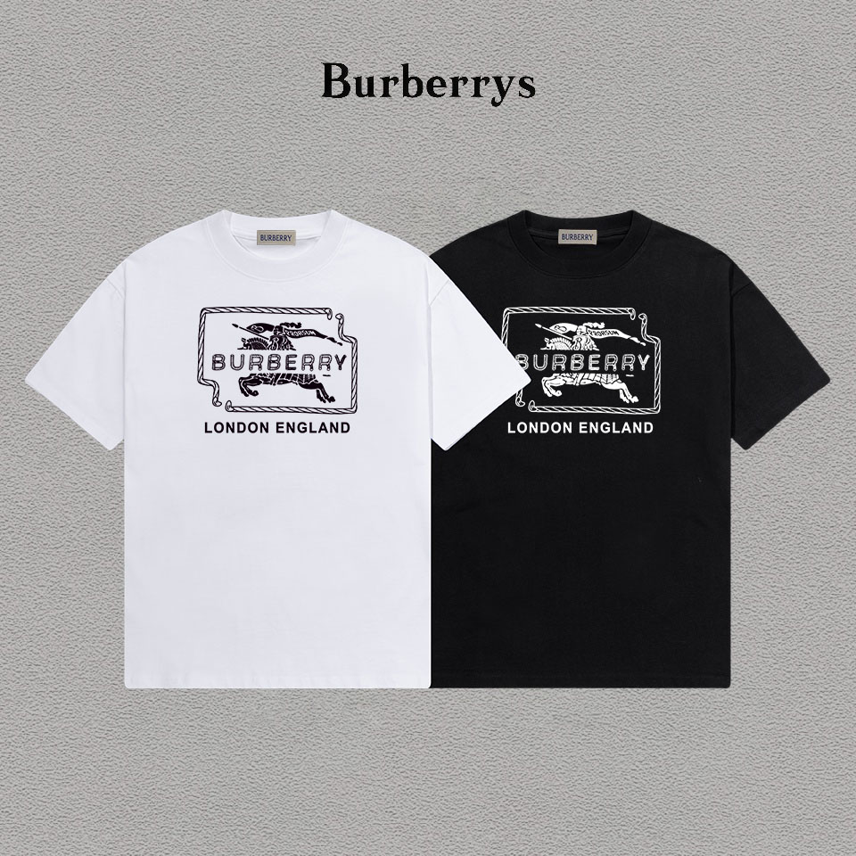 P70 Burberry/巴宝莉 印花Logo百搭潮流短袖T恤男女同款 吊牌 领标 水洗唛 三标齐全 定织定染280克精梳棉面料 尺码：S-XXL