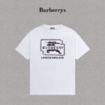 P70 Burberry/巴宝莉 印花Logo百搭潮流短袖T恤男女同款 吊牌 领标 水洗唛 三标齐全 定织定染280克精梳棉面料 尺码：S-XXL