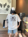 P70 Burberry/巴宝莉 印花Logo百搭潮流短袖T恤男女同款 吊牌 领标 水洗唛 三标齐全 定织定染280克精梳棉面料 尺码：S-XXL