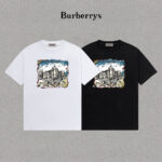 P70 Burberry/巴宝莉 印花Logo百搭潮流短袖T恤男女同款 吊牌 领标 水洗唛 三标齐全 定织定染280克精梳棉面料 尺码：S-XXL