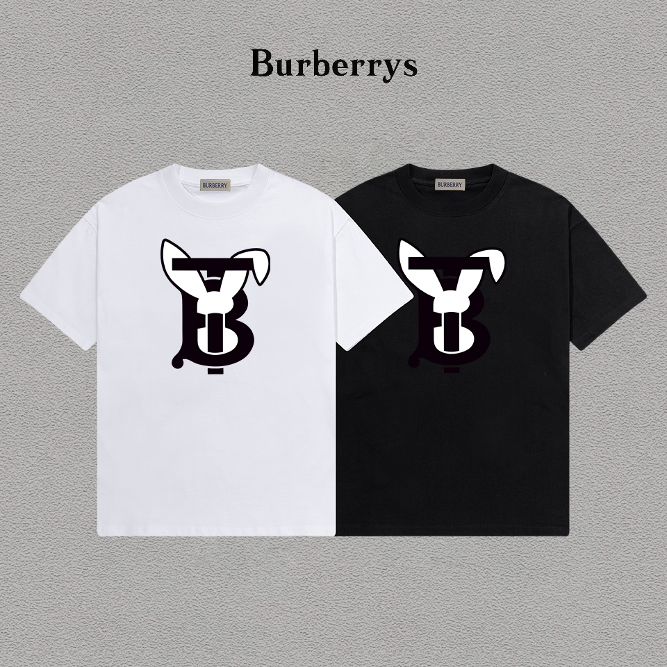 P70 Burberry/巴宝莉 印花Logo百搭潮流短袖T恤男女同款 吊牌 领标 水洗唛 三标齐全 定织定染280克精梳棉面料 尺码：S-XXL