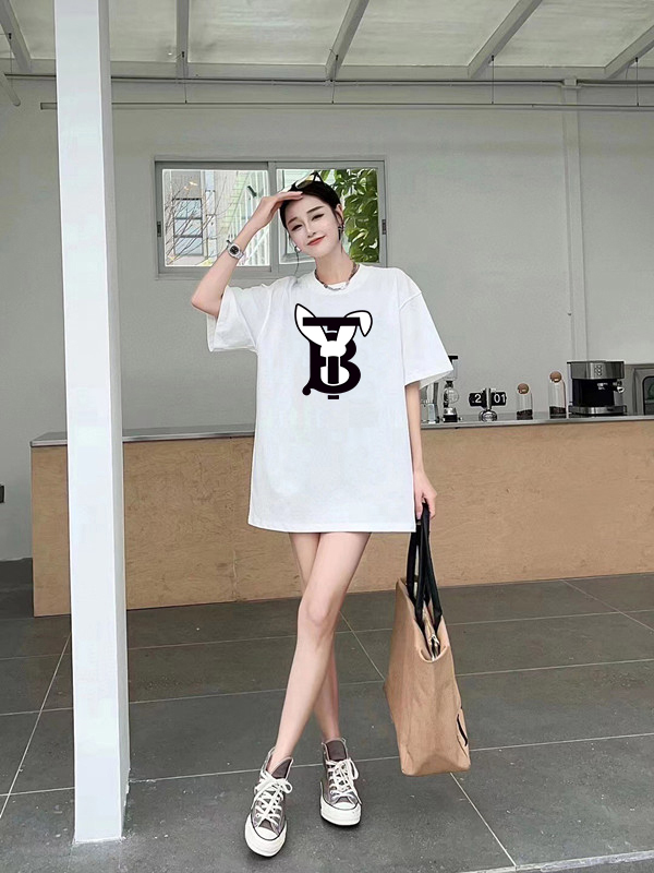 P70 Burberry/巴宝莉 印花Logo百搭潮流短袖T恤男女同款 吊牌 领标 水洗唛 三标齐全 定织定染280克精梳棉面料 尺码：S-XXL