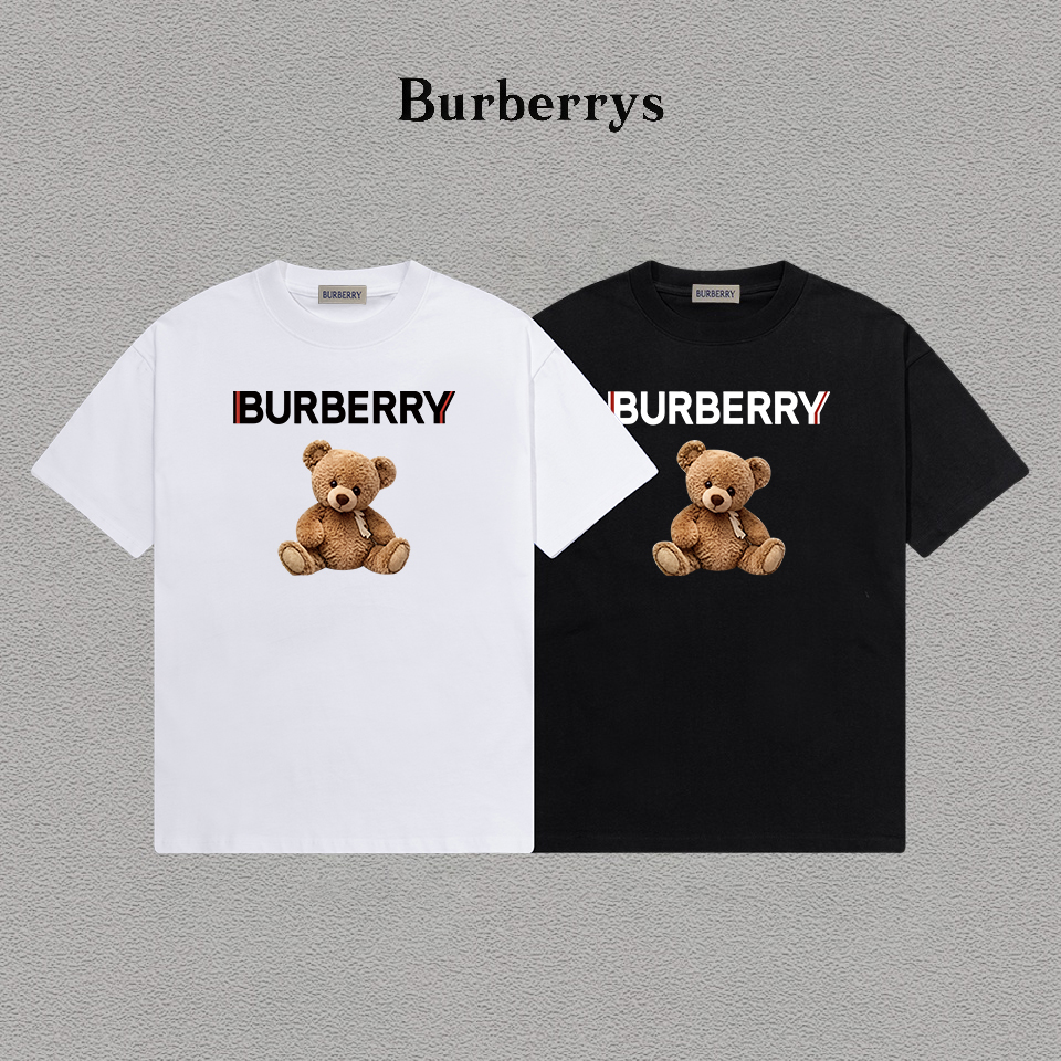 P70 Burberry/巴宝莉 印花Logo百搭潮流短袖T恤男女同款 吊牌 领标 水洗唛 三标齐全 定织定染280克精梳棉面料 尺码：S-XXL