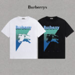 P70 Burberry/巴宝莉 印花Logo百搭潮流短袖T恤男女同款 吊牌 领标 水洗唛 三标齐全 定织定染280克精梳棉面料 尺码：S-XXL