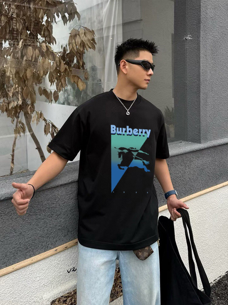 P70 Burberry/巴宝莉 印花Logo百搭潮流短袖T恤男女同款 吊牌 领标 水洗唛 三标齐全 定织定染280克精梳棉面料 尺码：S-XXL