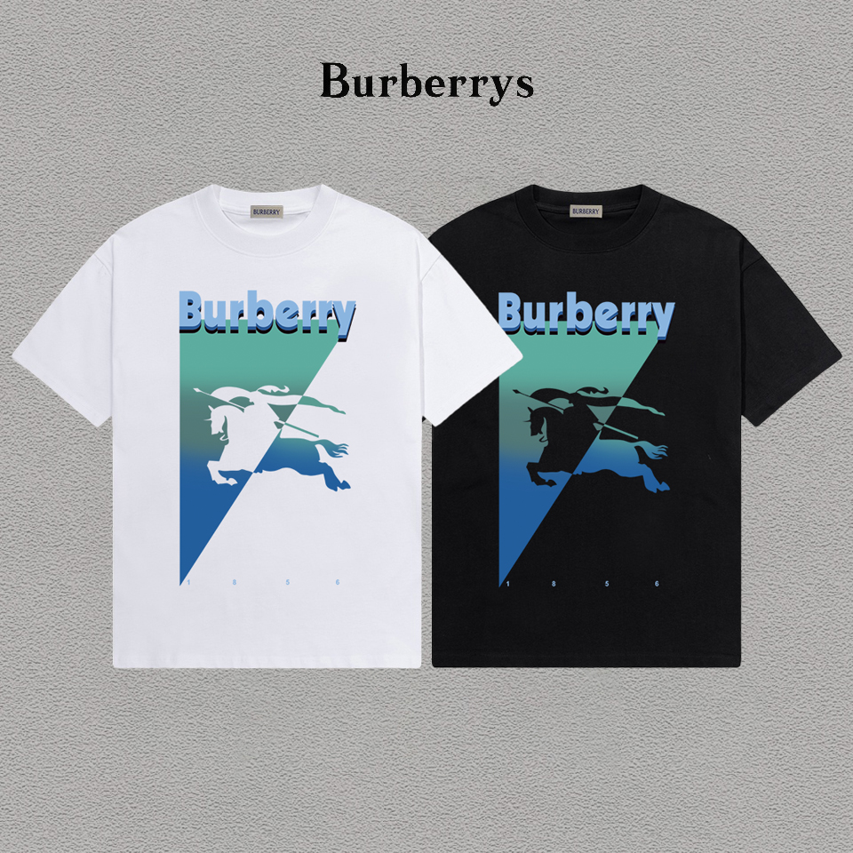 P70 Burberry/巴宝莉 印花Logo百搭潮流短袖T恤男女同款 吊牌 领标 水洗唛 三标齐全 定织定染280克精梳棉面料 尺码：S-XXL