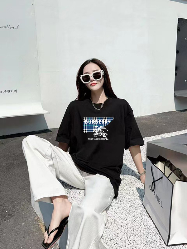 P70 Burberry/巴宝莉 印花Logo百搭潮流短袖T恤男女同款 吊牌 领标 水洗唛 三标齐全 定织定染280克精梳棉面料 尺码：S-XXL