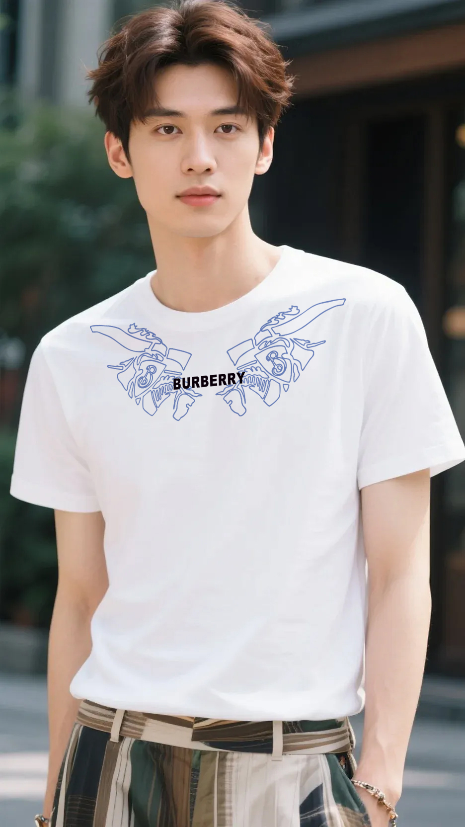 P70 Burberry/巴宝莉 印花Logo百搭潮流短袖T恤男女同款 吊牌 领标 水洗唛 三标齐全 定织定染280克精梳棉面料 尺码：S-XXL