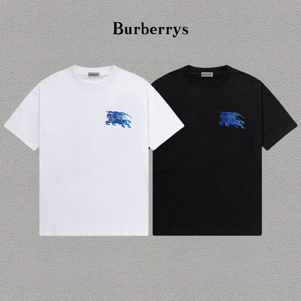 P70 Burberry/巴宝莉 印花Logo百搭潮流短袖T恤男女同款 吊牌 领标 水洗唛 三标齐全 定织定染280克精梳棉面料 尺码：S-XXL