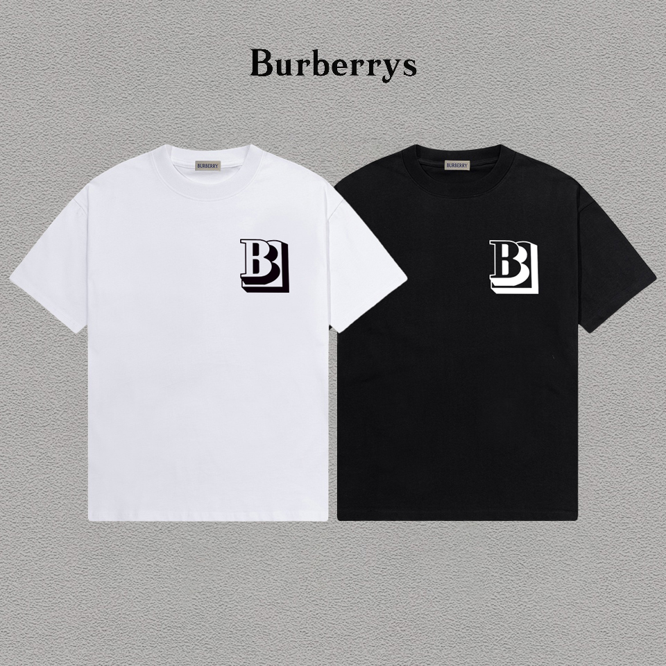 P70 Burberry/巴宝莉 印花Logo百搭潮流短袖T恤男女同款 吊牌 领标 水洗唛 三标齐全 定织定染280克精梳棉面料 尺码：S-XXL
