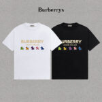 P70 Burberry/巴宝莉 印花Logo百搭潮流短袖T恤男女同款 吊牌 领标 水洗唛 三标齐全 定织定染280克精梳棉面料 尺码：S-XXL