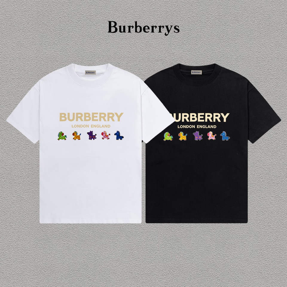 P70 Burberry/巴宝莉 印花Logo百搭潮流短袖T恤男女同款 吊牌 领标 水洗唛 三标齐全 定织定染280克精梳棉面料 尺码：S-XXL