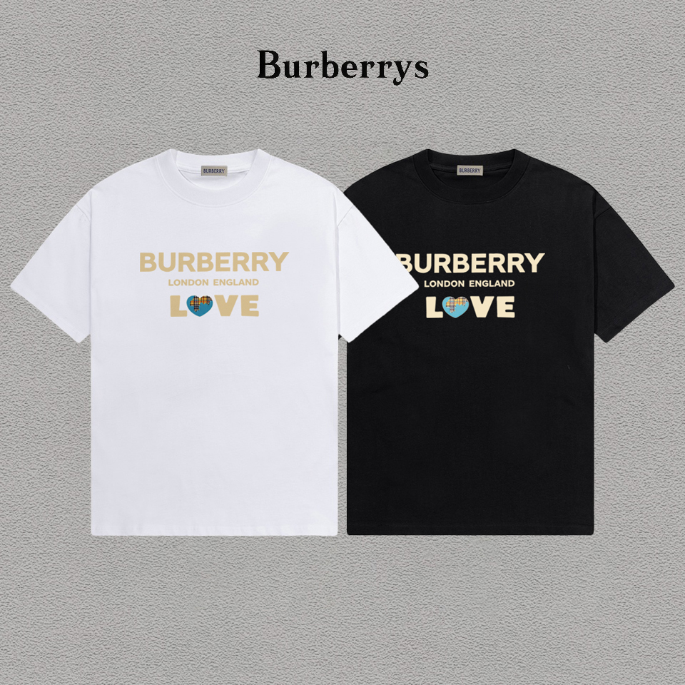 P70 Burberry/巴宝莉 印花Logo百搭潮流短袖T恤男女同款 吊牌 领标 水洗唛 三标齐全 定织定染280克精梳棉面料 尺码：S-XXL