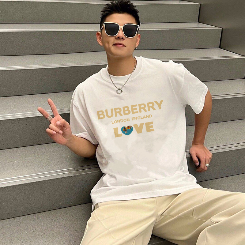 P70 Burberry/巴宝莉 印花Logo百搭潮流短袖T恤男女同款 吊牌 领标 水洗唛 三标齐全 定织定染280克精梳棉面料 尺码：S-XXL