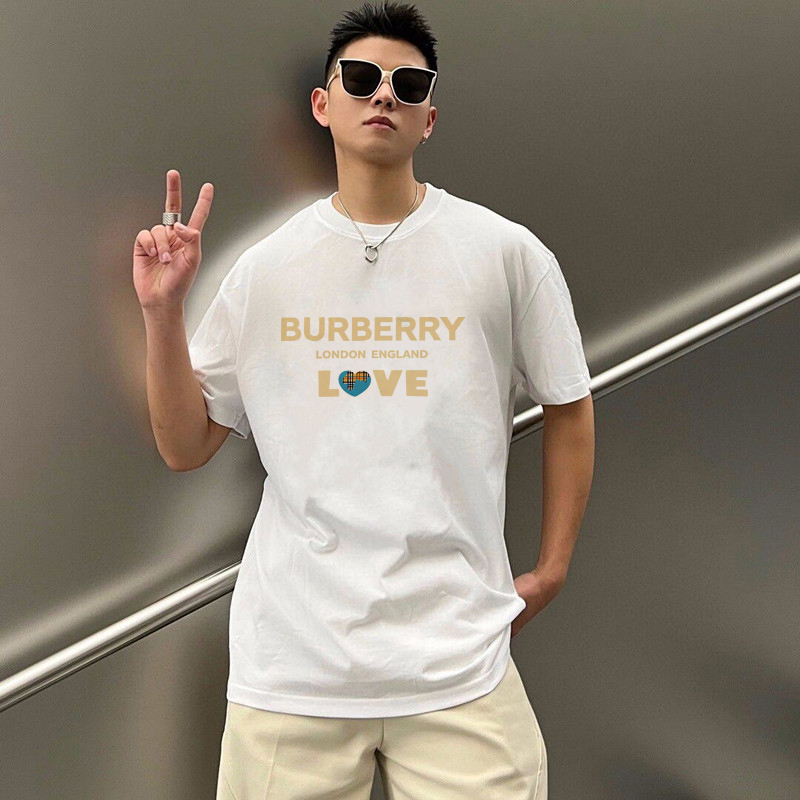 P70 Burberry/巴宝莉 印花Logo百搭潮流短袖T恤男女同款 吊牌 领标 水洗唛 三标齐全 定织定染280克精梳棉面料 尺码：S-XXL