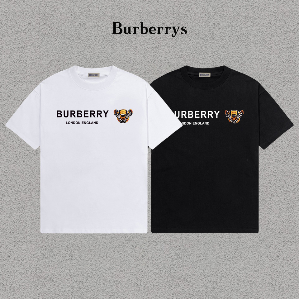 P70 Burberry/巴宝莉 印花Logo百搭潮流短袖T恤男女同款 吊牌 领标 水洗唛 三标齐全 定织定染280克精梳棉面料 尺码：S-XXL