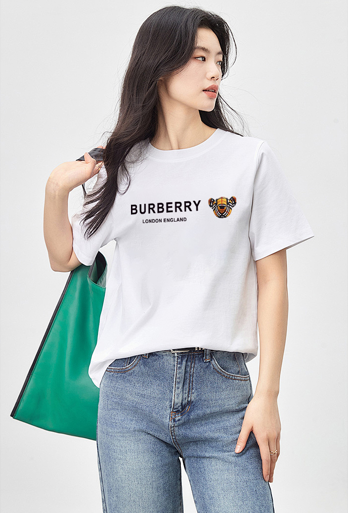 P70 Burberry/巴宝莉 印花Logo百搭潮流短袖T恤男女同款 吊牌 领标 水洗唛 三标齐全 定织定染280克精梳棉面料 尺码：S-XXL