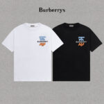 P70 Burberry/巴宝莉 印花Logo百搭潮流短袖T恤男女同款 吊牌 领标 水洗唛 三标齐全 定织定染280克精梳棉面料 尺码：S-XXL