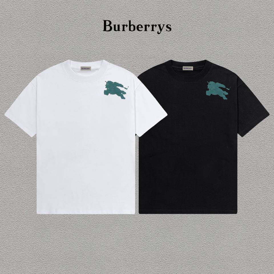 P70 Burberry/巴宝莉 印花Logo百搭潮流短袖T恤男女同款 吊牌 领标 水洗唛 三标齐全 定织定染280克精梳棉面料 尺码：S-XXL