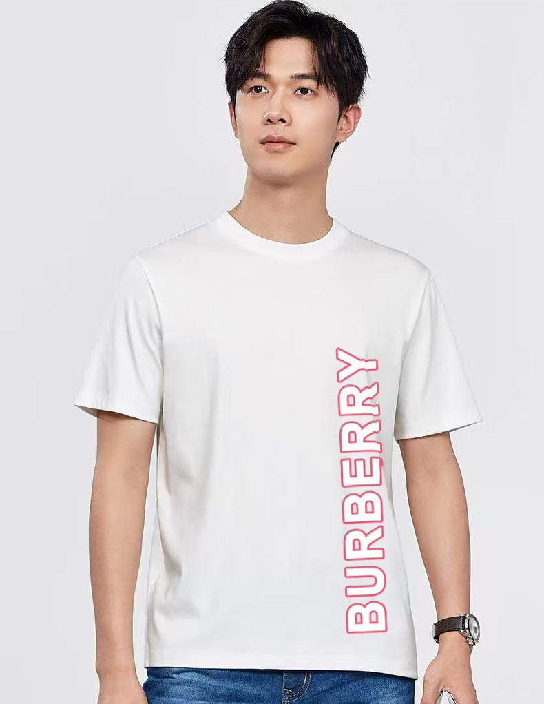 P70 Burberry/巴宝莉 印花Logo百搭潮流短袖T恤男女同款 吊牌 领标 水洗唛 三标齐全 定织定染280克精梳棉面料 尺码：S-XXL