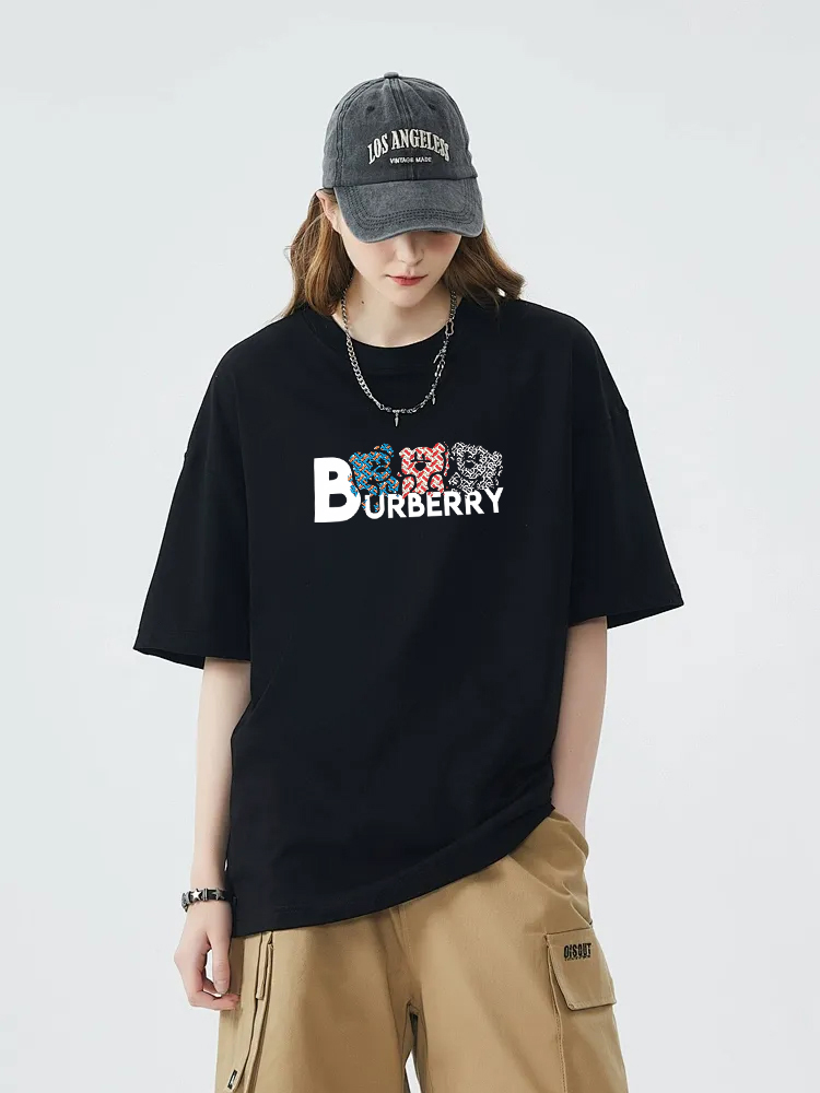 P70 Burberry/巴宝莉 印花Logo百搭潮流短袖T恤男女同款 吊牌 领标 水洗唛 三标齐全 定织定染280克精梳棉面料 尺码：S-XXL