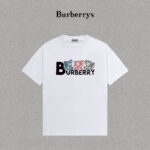 P70 Burberry/巴宝莉 印花Logo百搭潮流短袖T恤男女同款 吊牌 领标 水洗唛 三标齐全 定织定染280克精梳棉面料 尺码：S-XXL