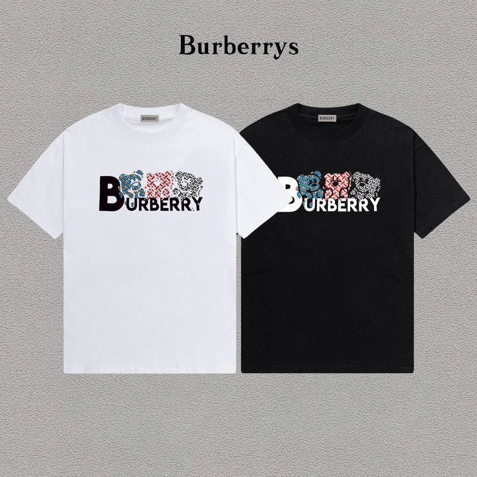 P70 Burberry/巴宝莉 印花Logo百搭潮流短袖T恤男女同款 吊牌 领标 水洗唛 三标齐全 定织定染280克精梳棉面料 尺码：S-XXL
