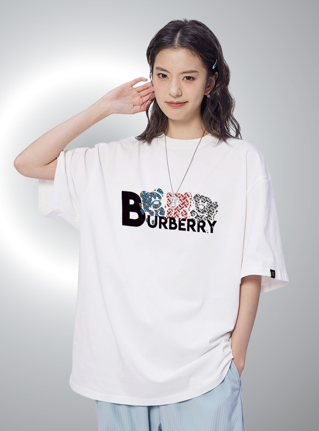 P70 Burberry/巴宝莉 印花Logo百搭潮流短袖T恤男女同款 吊牌 领标 水洗唛 三标齐全 定织定染280克精梳棉面料 尺码：S-XXL