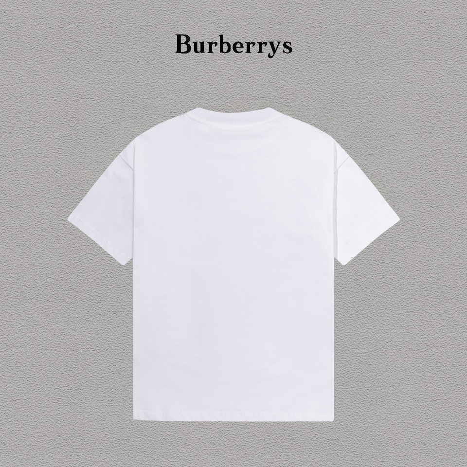 P70 Burberry/巴宝莉 印花Logo百搭潮流短袖T恤男女同款 吊牌 领标 水洗唛 三标齐全 定织定染280克精梳棉面料 尺码：S-XXL