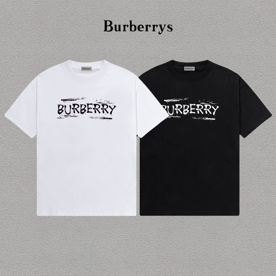 P70 Burberry/巴宝莉 印花Logo百搭潮流短袖T恤男女同款 吊牌 领标 水洗唛 三标齐全 定织定染280克精梳棉面料 尺码：S-XXL