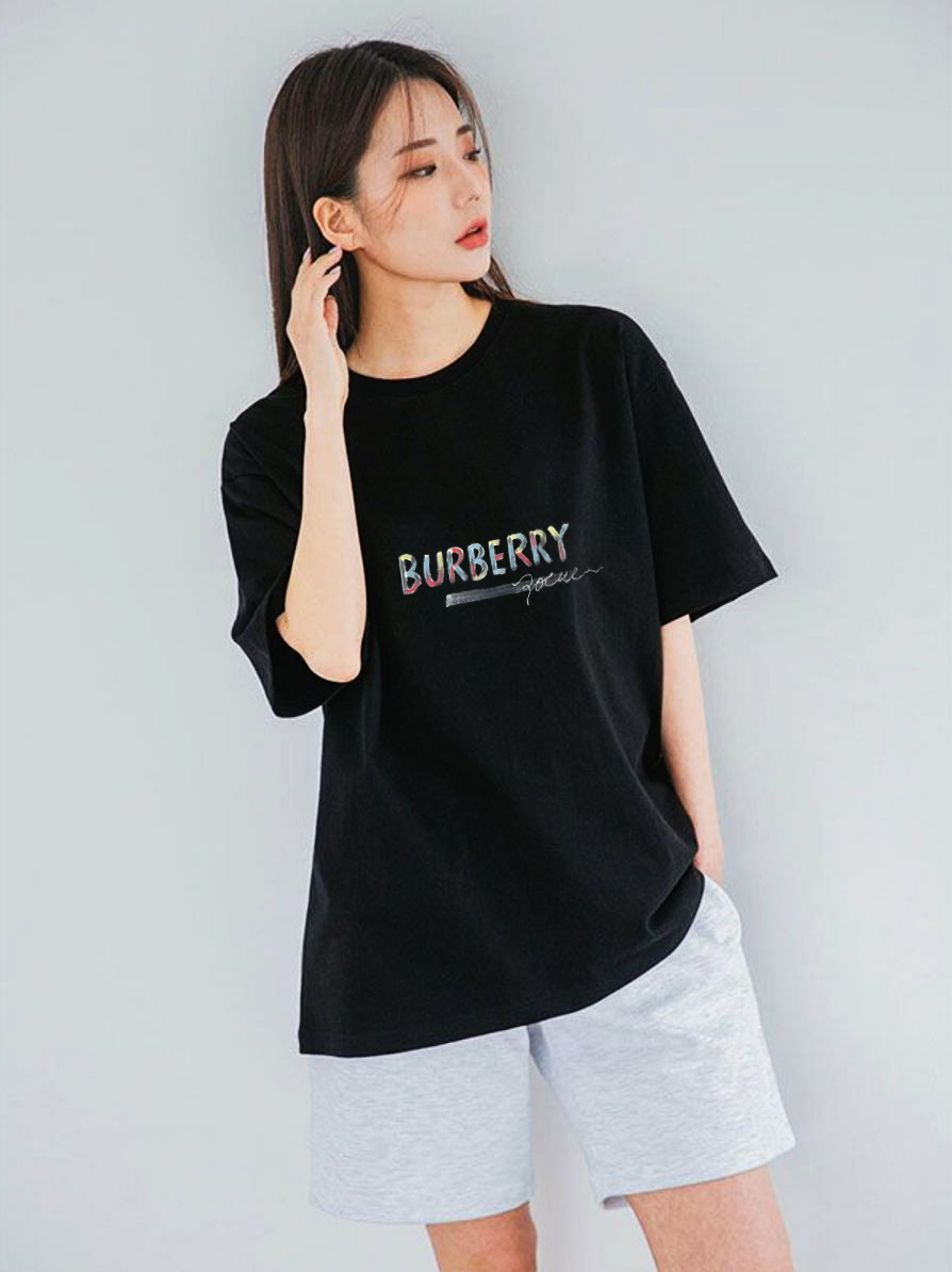P70 Burberry/巴宝莉 印花Logo百搭潮流短袖T恤男女同款 吊牌 领标 水洗唛 三标齐全 定织定染280克精梳棉面料 尺码：S-XXL