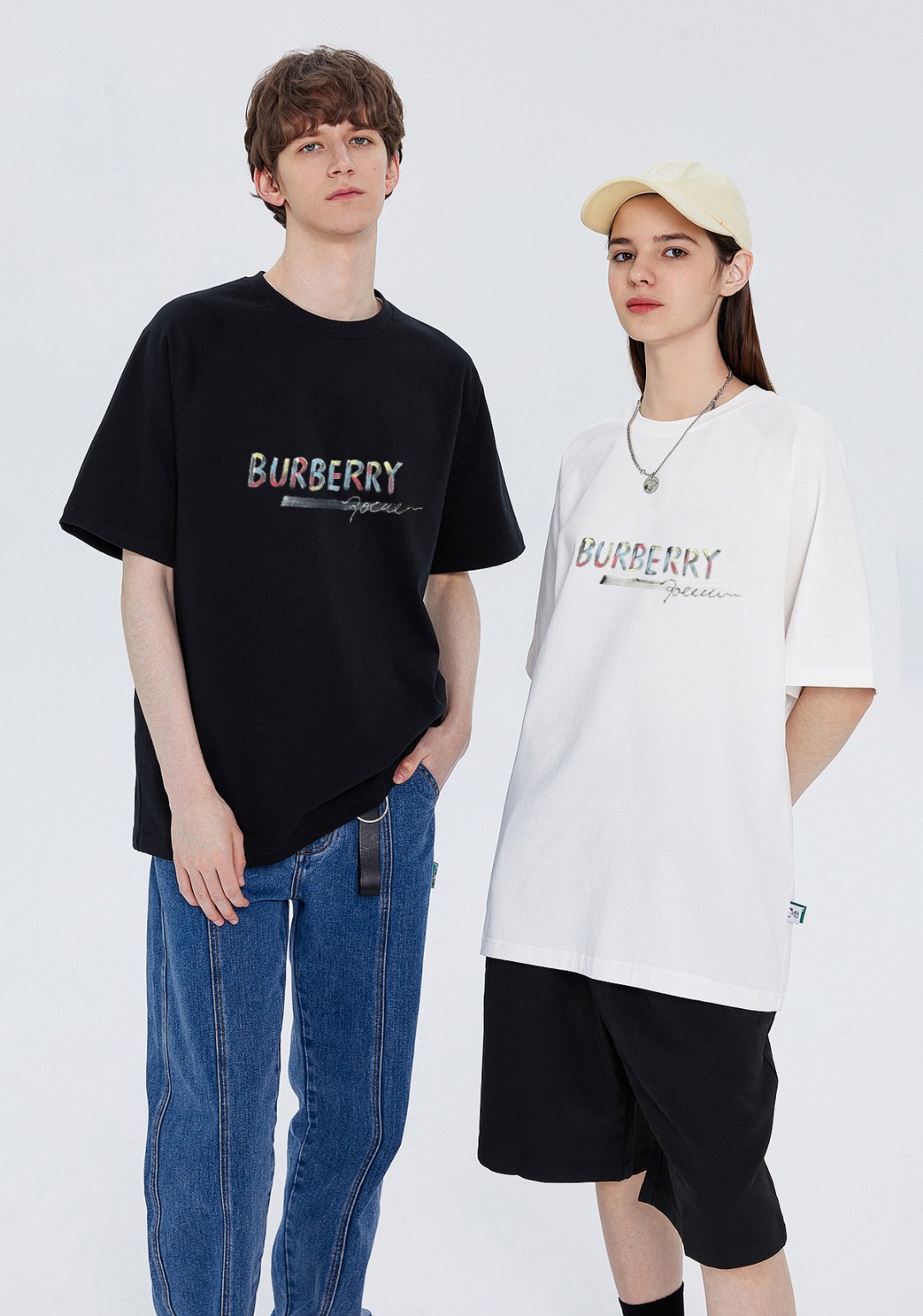 P70 Burberry/巴宝莉 印花Logo百搭潮流短袖T恤男女同款 吊牌 领标 水洗唛 三标齐全 定织定染280克精梳棉面料 尺码：S-XXL