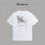 P70 Burberry/巴宝莉 印花Logo百搭潮流短袖T恤男女同款 吊牌 领标 水洗唛 三标齐全 定织定染280克精梳棉面料 尺码：S-XXL
