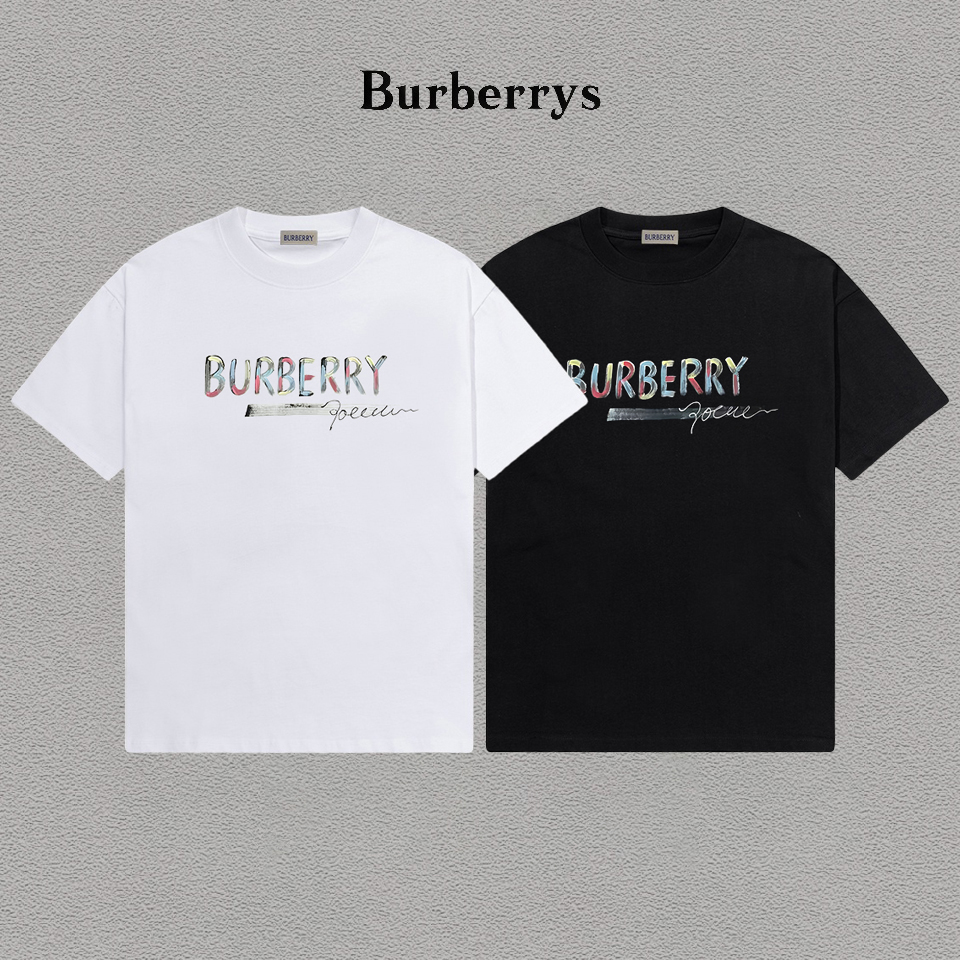 P70 Burberry/巴宝莉 印花Logo百搭潮流短袖T恤男女同款 吊牌 领标 水洗唛 三标齐全 定织定染280克精梳棉面料 尺码：S-XXL
