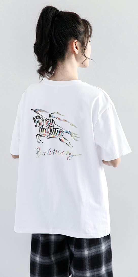 P70 Burberry/巴宝莉 印花Logo百搭潮流短袖T恤男女同款 吊牌 领标 水洗唛 三标齐全 定织定染280克精梳棉面料 尺码：S-XXL