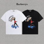 P70 Burberry/巴宝莉 印花Logo百搭潮流短袖T恤男女同款 吊牌 领标 水洗唛 三标齐全 定织定染280克精梳棉面料 尺码：S-XXL