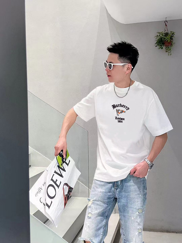 P70 Burberry/巴宝莉 印花Logo百搭潮流短袖T恤男女同款 吊牌 领标 水洗唛 三标齐全 定织定染280克精梳棉面料 尺码：S-XXL