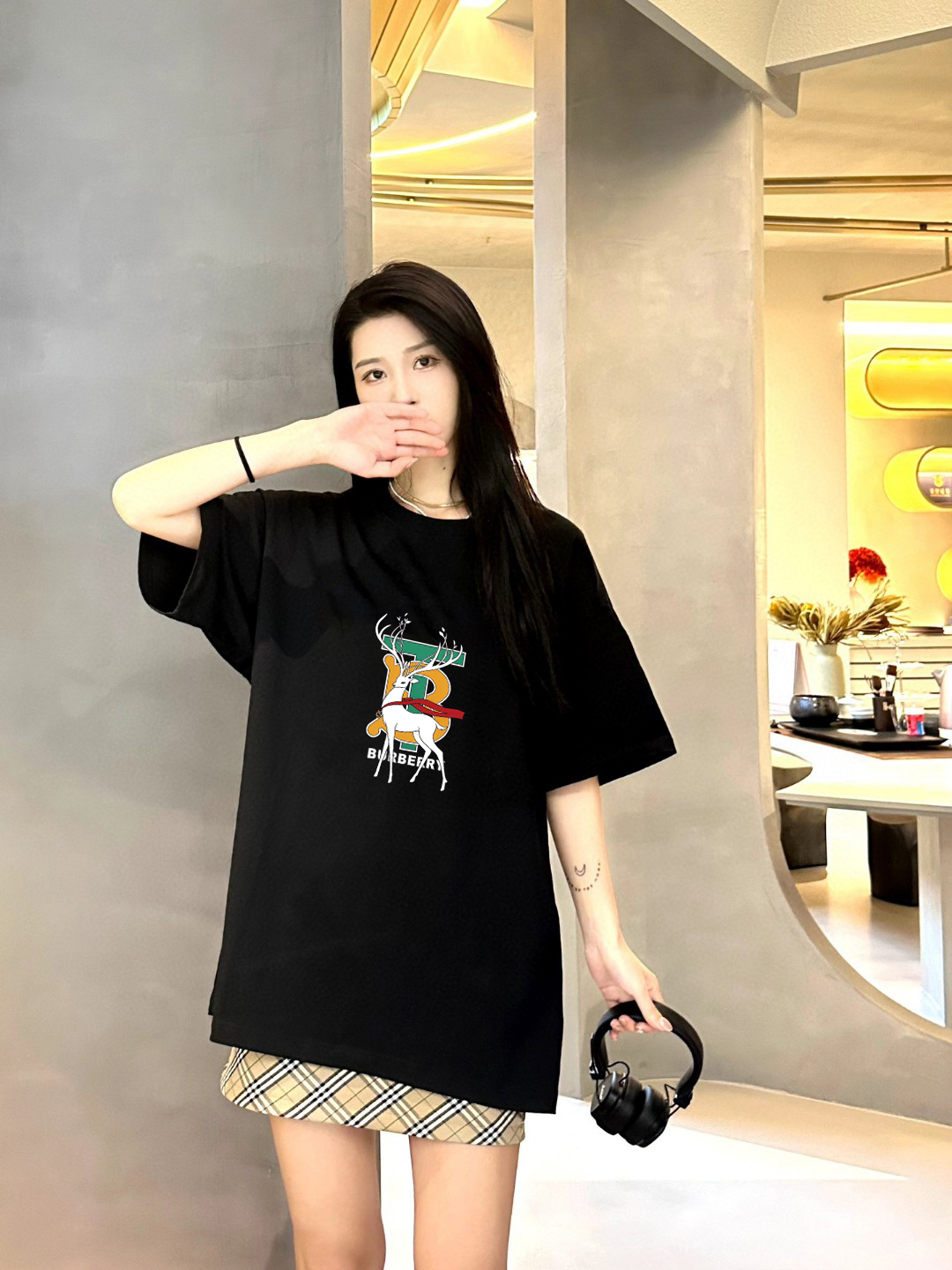 P70 Burberry/巴宝莉 印花Logo百搭潮流短袖T恤男女同款 吊牌 领标 水洗唛 三标齐全 定织定染280克精梳棉面料 尺码：S-XXL