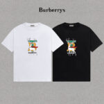 P70 Burberry/巴宝莉 印花Logo百搭潮流短袖T恤男女同款 吊牌 领标 水洗唛 三标齐全 定织定染280克精梳棉面料 尺码：S-XXL