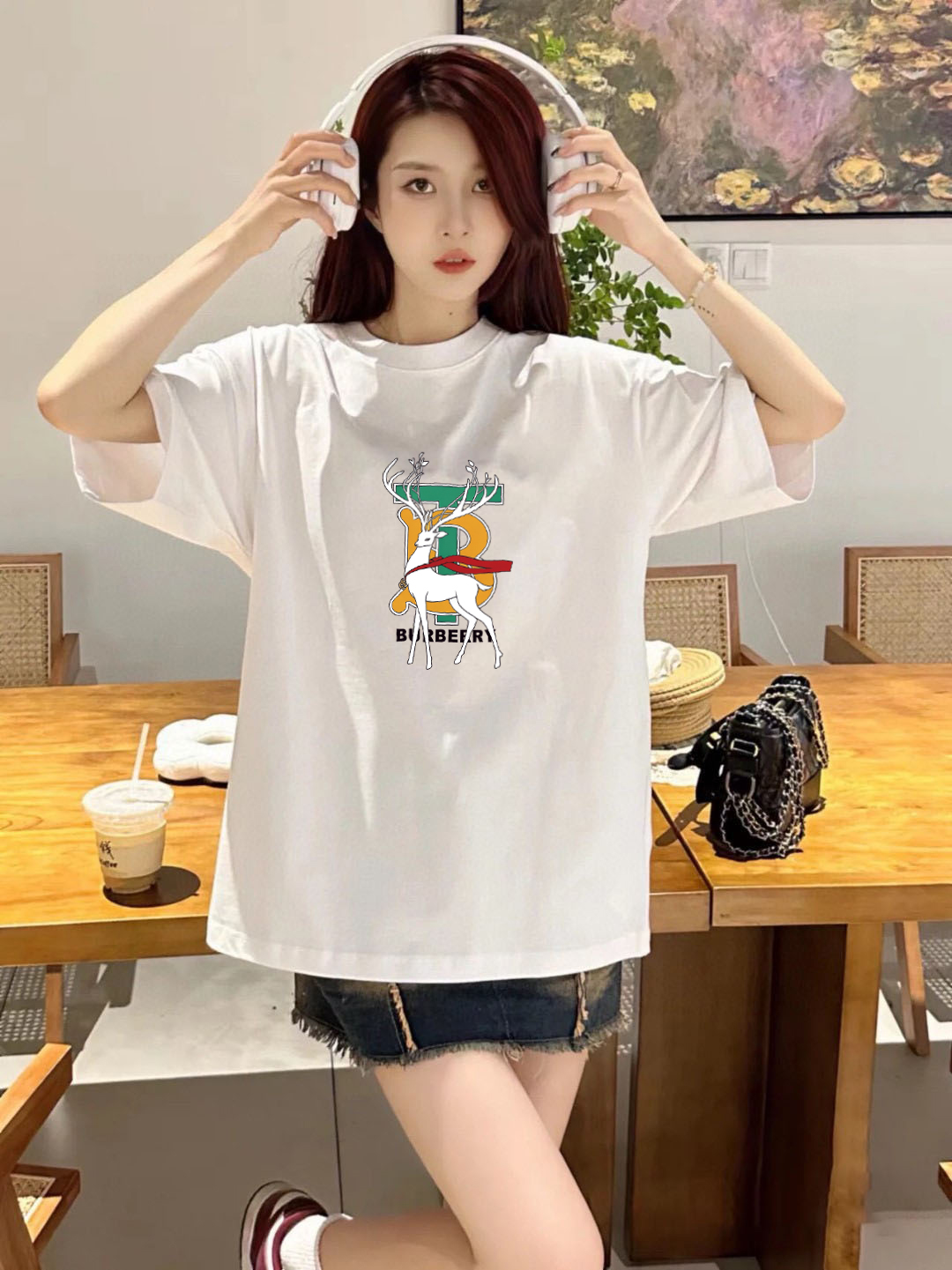 P70 Burberry/巴宝莉 印花Logo百搭潮流短袖T恤男女同款 吊牌 领标 水洗唛 三标齐全 定织定染280克精梳棉面料 尺码：S-XXL