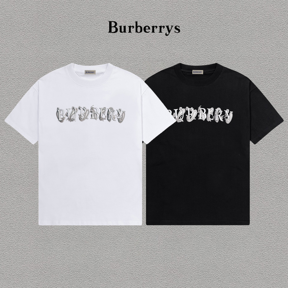 P70 Burberry/巴宝莉 印花Logo百搭潮流短袖T恤男女同款 吊牌 领标 水洗唛 三标齐全 定织定染280克精梳棉面料 尺码：S-XXL