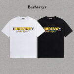 P70 Burberry/巴宝莉 印花Logo百搭潮流短袖T恤男女同款 吊牌 领标 水洗唛 三标齐全 定织定染280克精梳棉面料 尺码：S-XXL