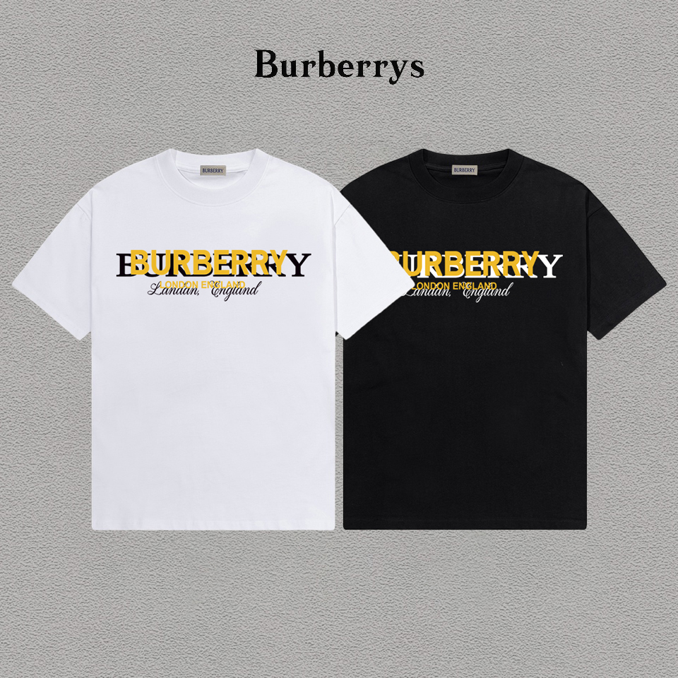P70 Burberry/巴宝莉 印花Logo百搭潮流短袖T恤男女同款 吊牌 领标 水洗唛 三标齐全 定织定染280克精梳棉面料 尺码：S-XXL