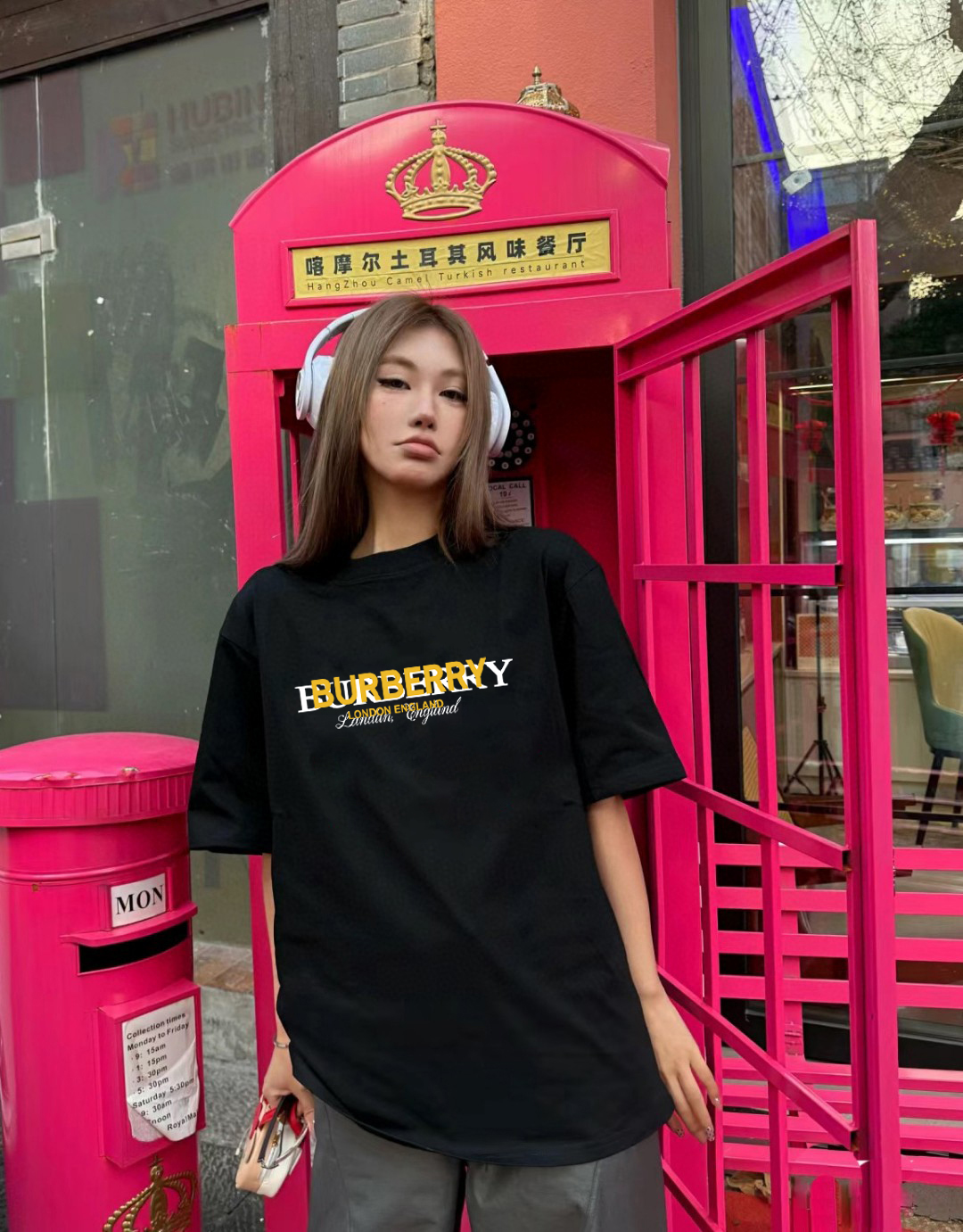 P70 Burberry/巴宝莉 印花Logo百搭潮流短袖T恤男女同款 吊牌 领标 水洗唛 三标齐全 定织定染280克精梳棉面料 尺码：S-XXL
